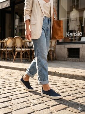 Kensie Salia Women's Slip On Sneakers Navy Canvas Comfort Shoes Size US 10 New